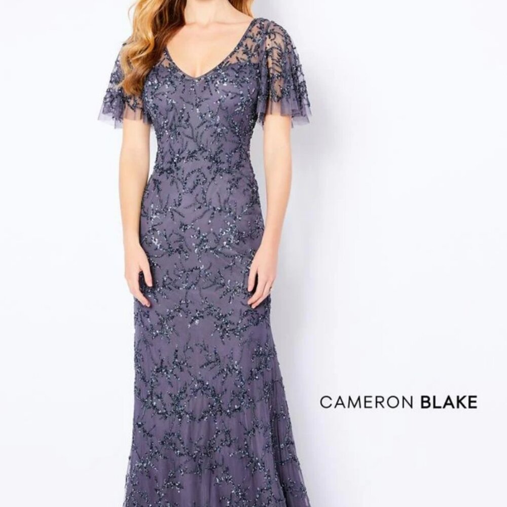 Beaded Tulle Cameron Blake in Gunmetal